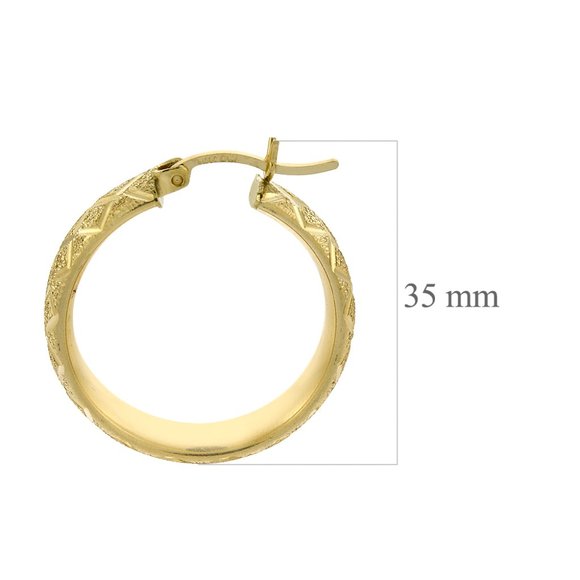 14K Yellow Gold Diamond Cut Round Hoop 7.0 Gram Earrings - Picture 3 of 3